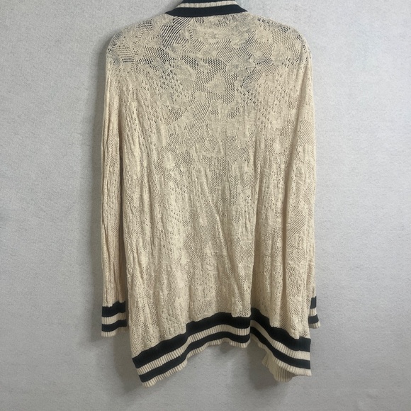 Free People Lace Knit Zip Cardigan Sweater M | Boho Varsity Style - Picture 2 of 6